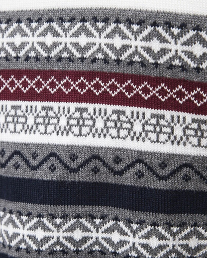 Frederico Cotton Zip Sweater with Pattern