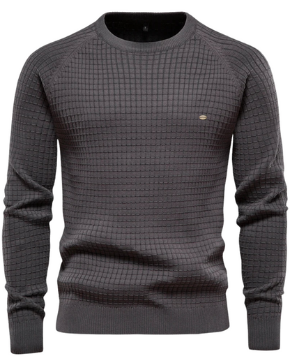 Men's Sweater With Grid Pattern