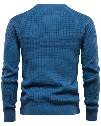 Men's Sweater With Grid Pattern