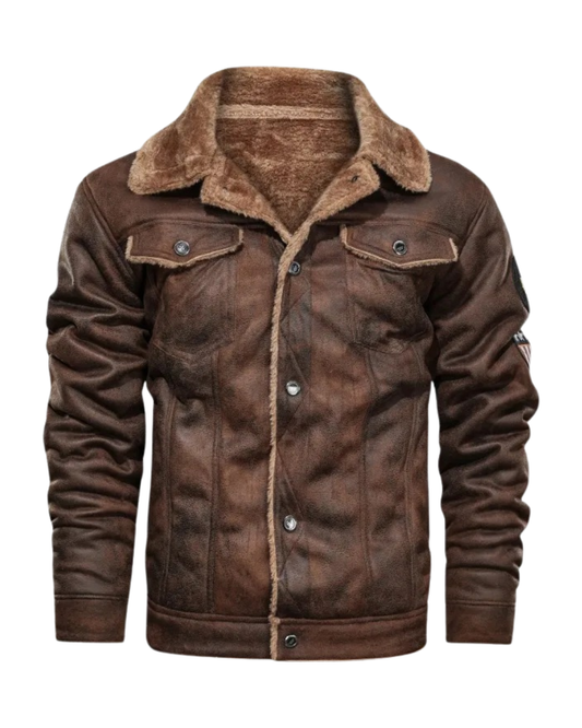 Elegant Warm Fleece Leather Jacket
