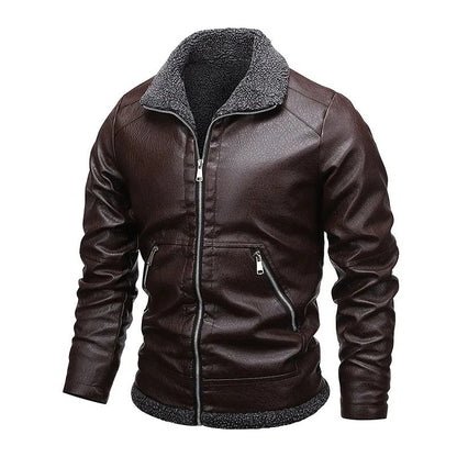 Elegant Fleece Leather Jacket
